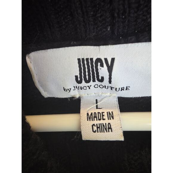 Juicy Couture Argyle Pattern Mock Neck Sweater L Womens Y2K Black Lux Pullover - Picture 3 of 5